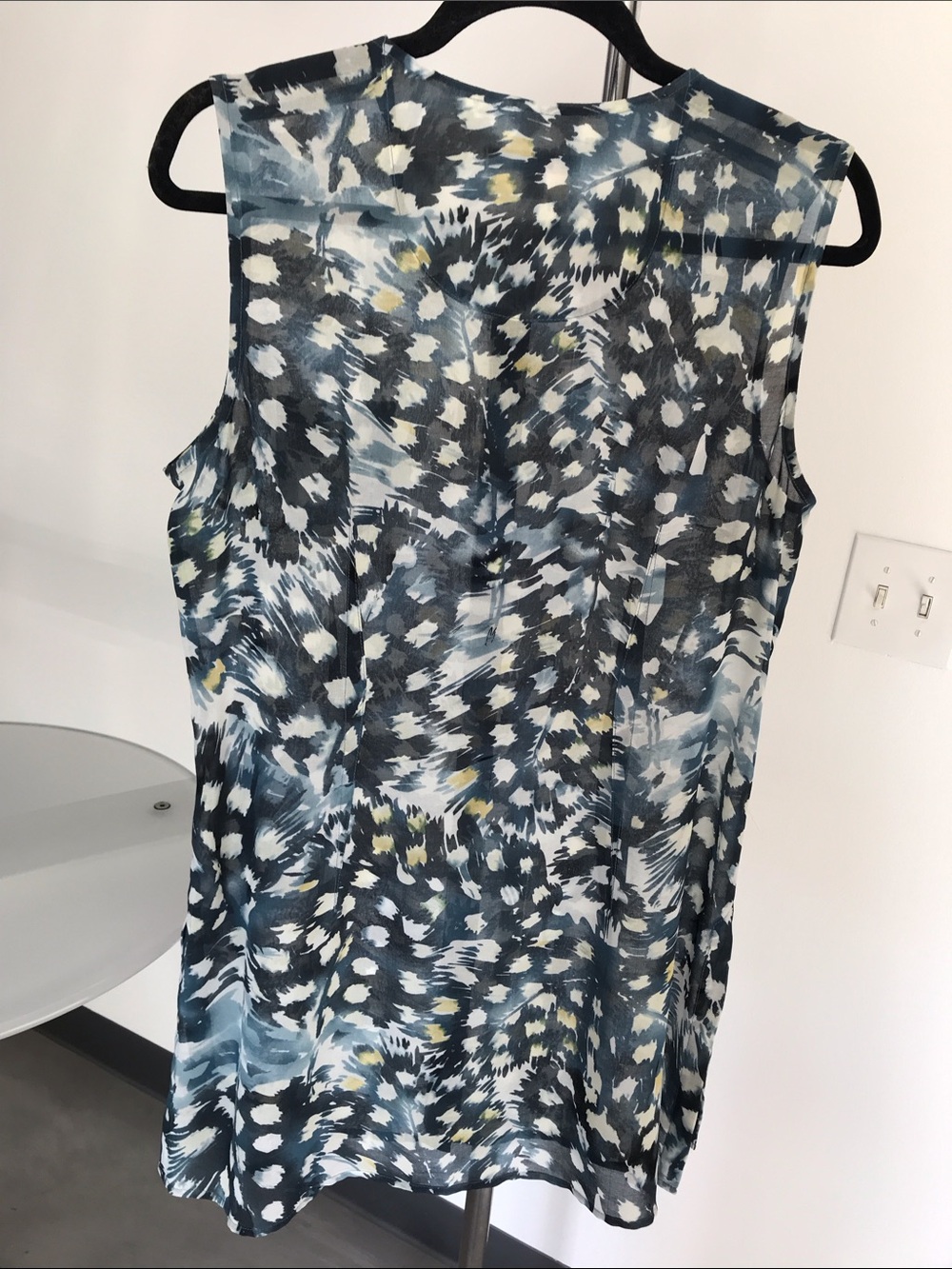 CAbi Teal and White Abstract Button-Front Blouse - Picture 6 of 6